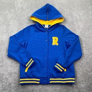Riverdale Cheerleader Hooded Varsity Jacket Women's Size XL Royal Blue Yellow
